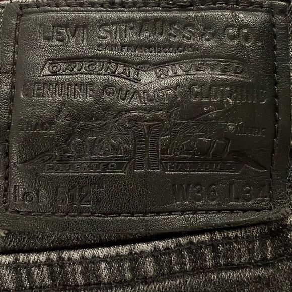 LEVI’S ~ Big E Reproduction ~ 512 Black Denim ~ size 36/34 ~ leather patch - Picture 4 of 12